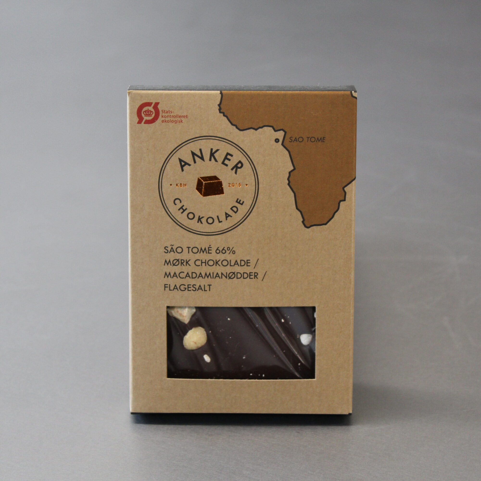 são tomé 66% mørk chokolade / macadamianødder / flagesalt
